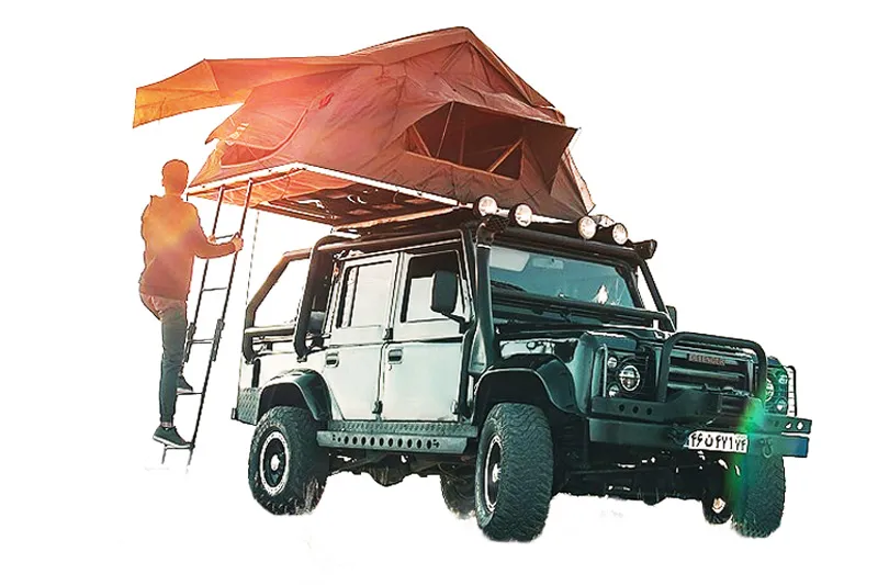 4x4 rooftop tent set up for an overland camping trip